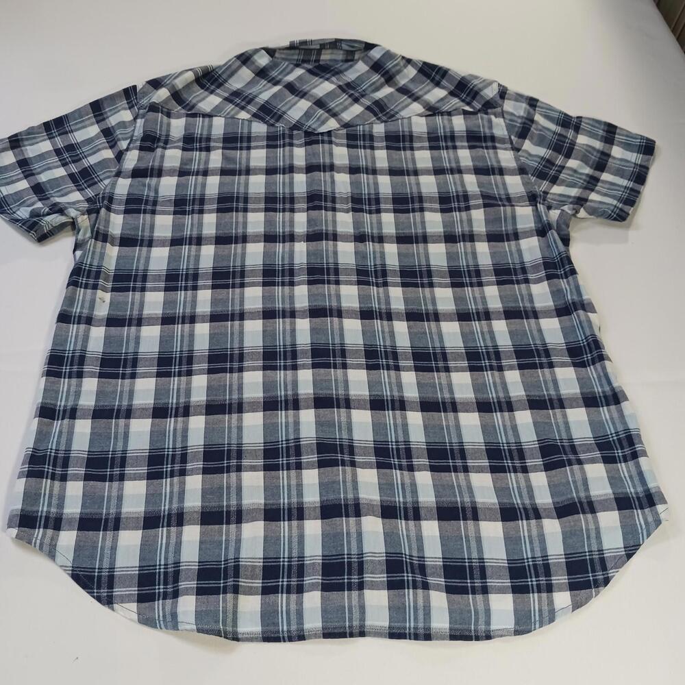 Lucky Brand Sportswear Men's Western Pearl Snap Button Up Blue Plaid Shirt Sz L - Picture 13 of 16